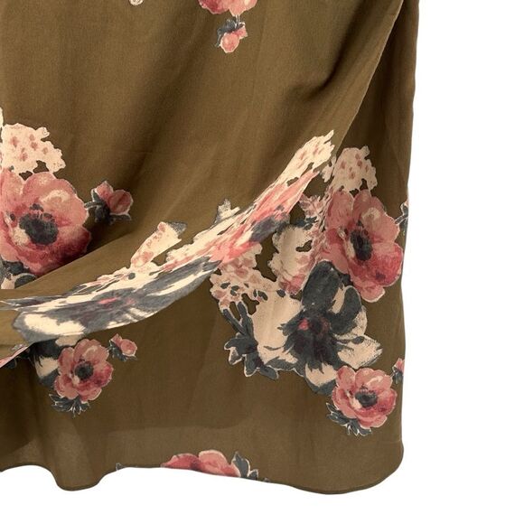 Free People olive floral cascades faux wrap strappy Slip Dress size medium - Picture 4 of 8
